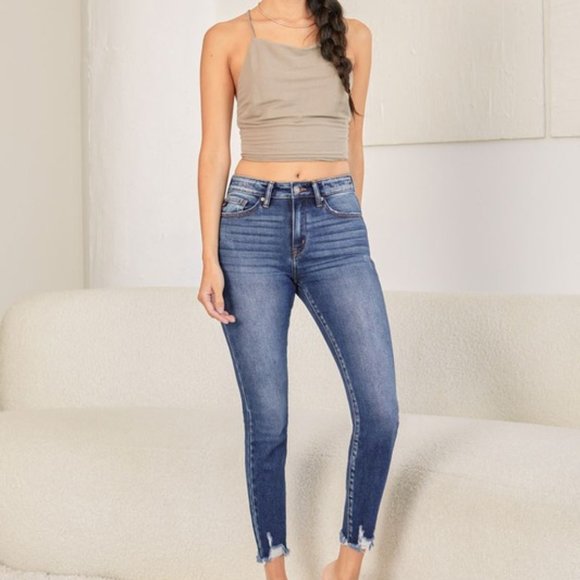 KAN CAN USA- HIGH RISE RAW HEM ANKLE SKINNY - Picture 3 of 10